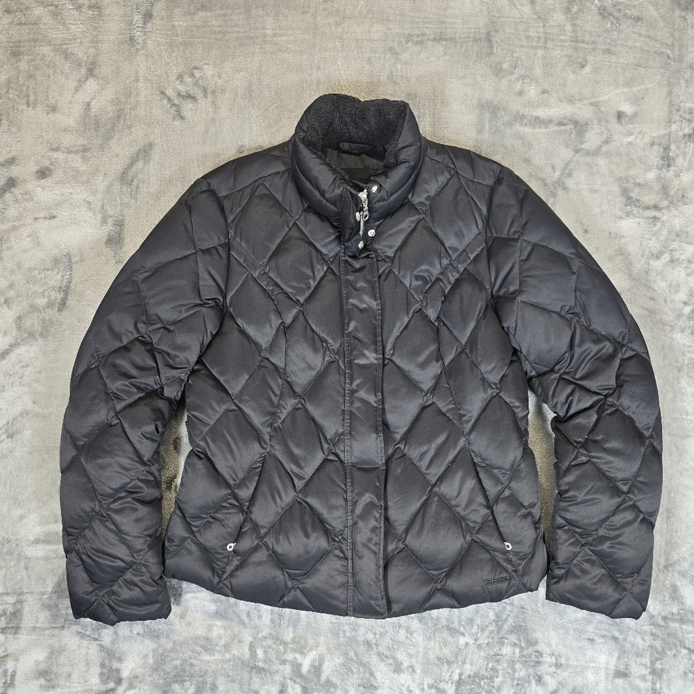 Eddie Bauer EB 650 Goose Down Quilted Puffer Jacket Woman's Size Large Black